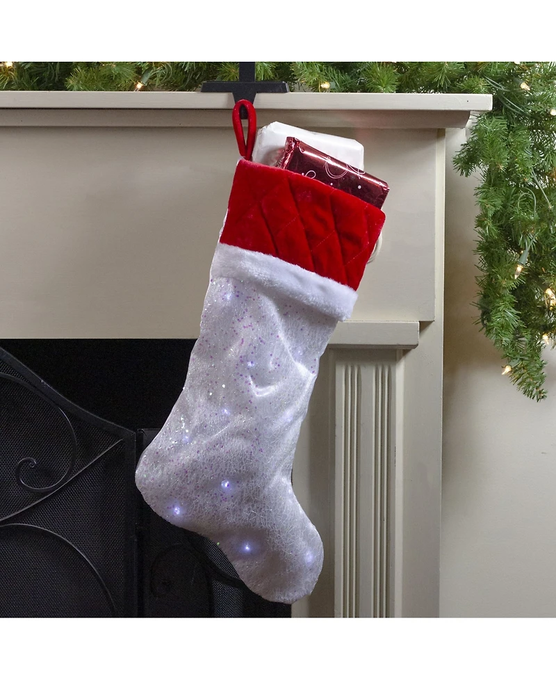 Northlight Led Lighted Iridescent Glitter Christmas Stocking with Cuff