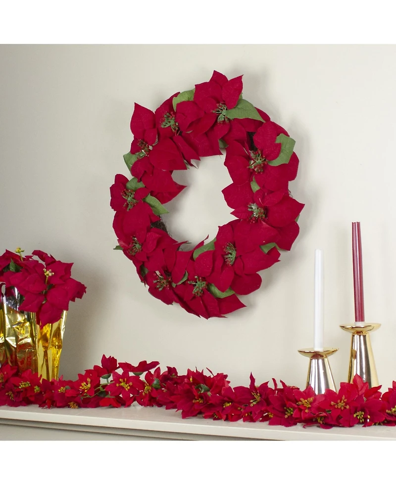 Northlight Unlit Artificial Poinsettia Flower Christmas Wreath
