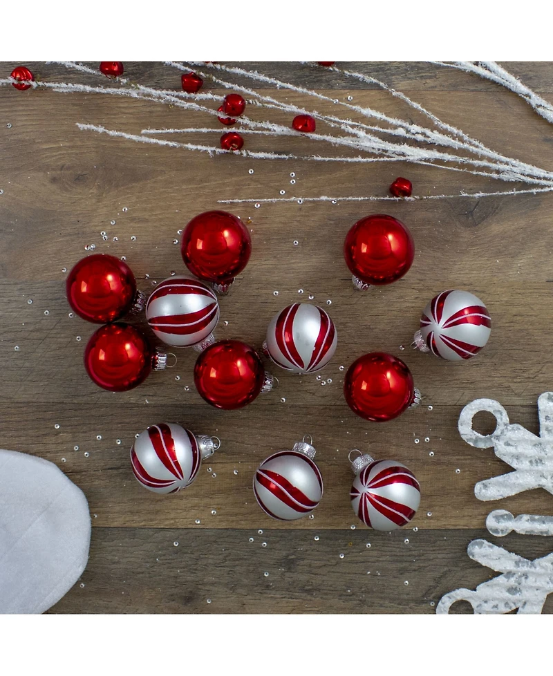 Northlight 12 Count 2-Finish Swirl Glass Christmas Ball Ornaments