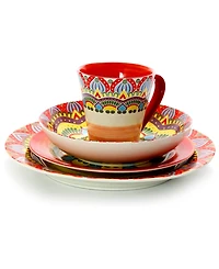 Elama Zen Mozaik Red 16 Pc. Dinnerware Set, Service for 4