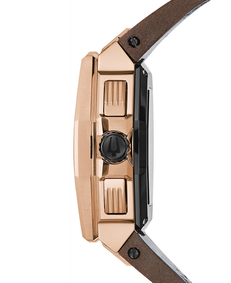 Bulova Men's Precisionist Brown Leather Strap Watch 44.7x46.8mm - A Special Edition