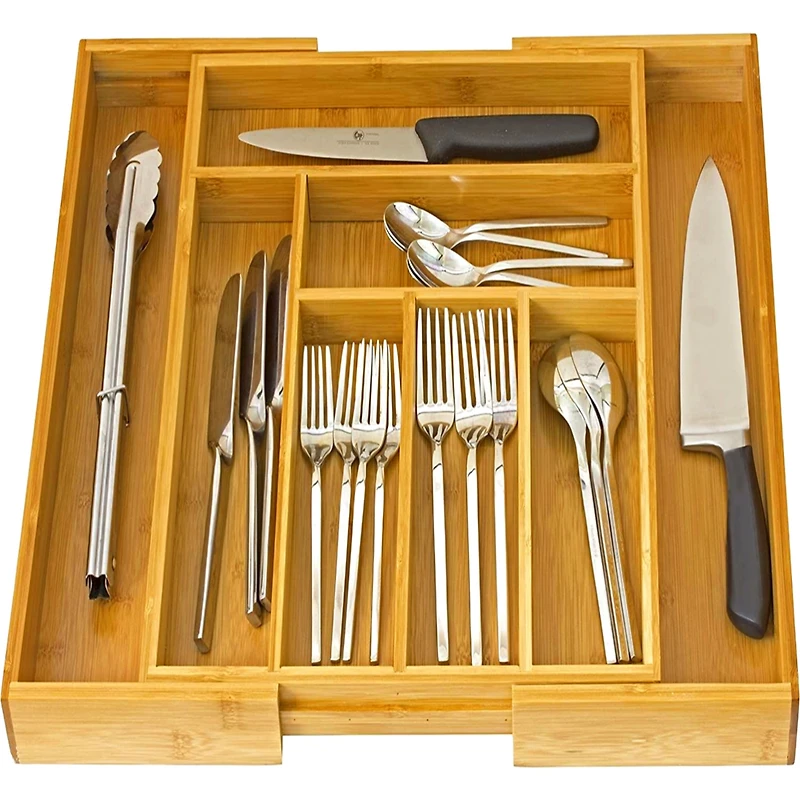 Bamboo Expandable Cutlery Drawer Organizer