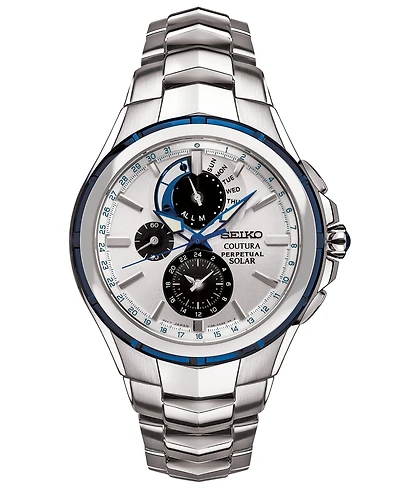 Seiko Men's Solar Coutura Chronograph Stainless Steel Bracelet Watch 44mm