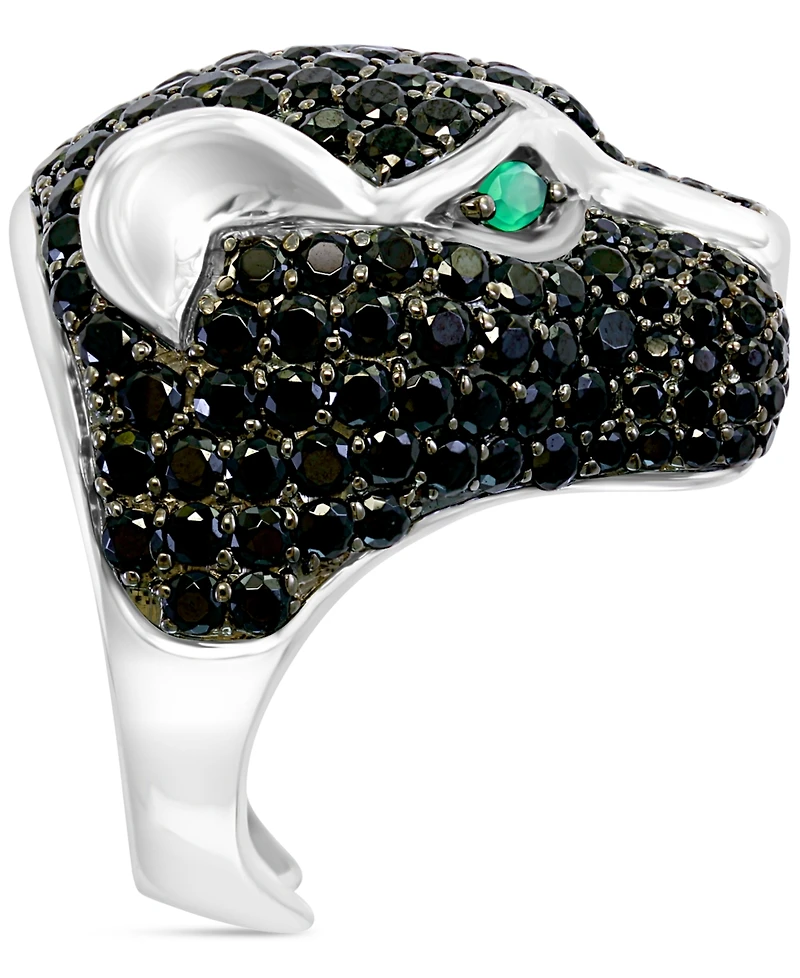 Effy Men's Black Spinel and Green Onyx Panther Ring Sterling Silver