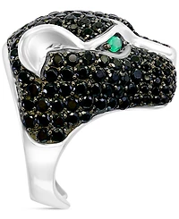 Effy Men's Black Spinel and Green Onyx Panther Ring Sterling Silver
