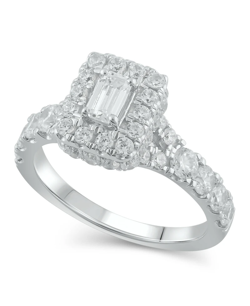 Diamond Halo Emerald Bridal Set (2. ct. t.w.) in 14k White, Yellow or Rose Gold