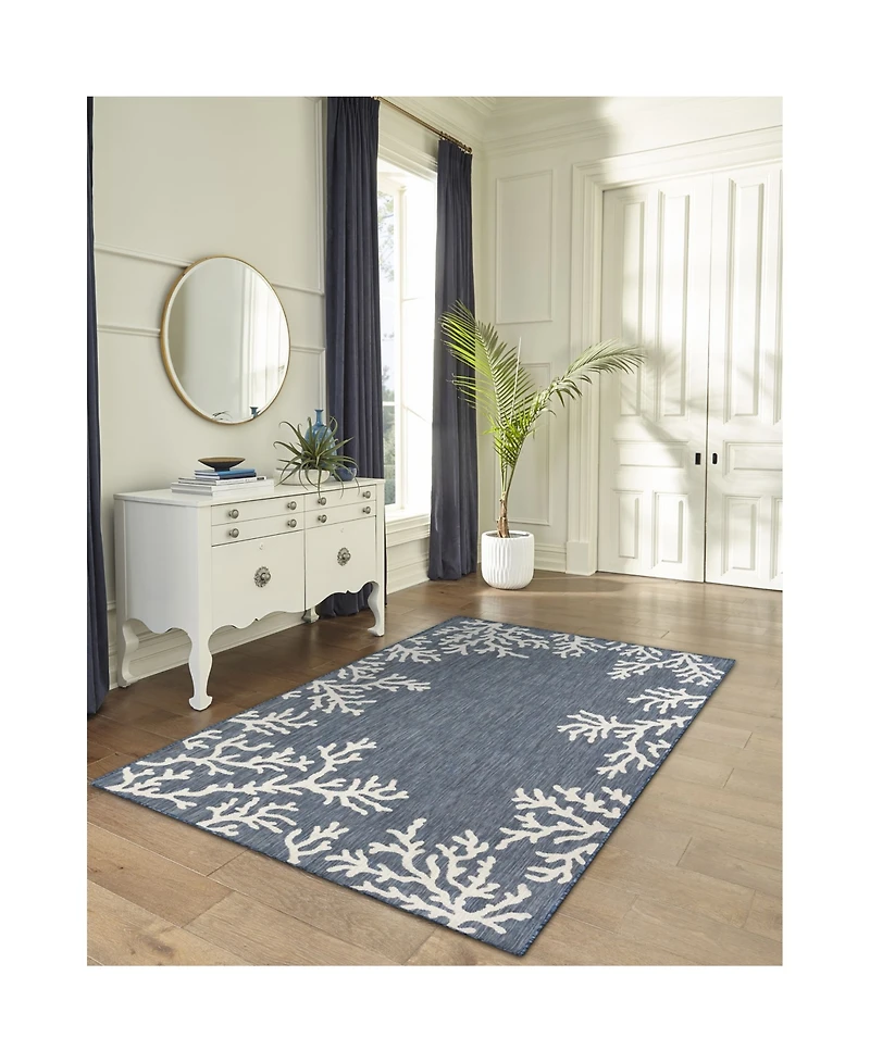 Liora Manne' Carmel Coral Border 4'10" x 7'6" Outdoor Area Rug