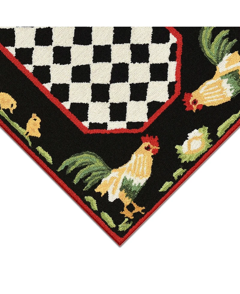 Liora Manne' Frontporch Rooster Black and Gray 2' x 5' Runner Rug