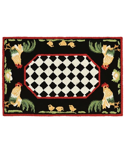 Liora Manne' Frontporch Rooster Black and Gray 2' x 3' Outdoor Area Rug