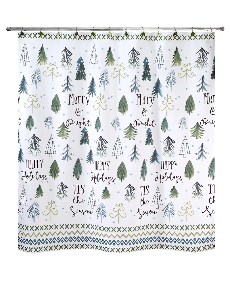 Avanti Christmas Trees Holiday Printed Shower Curtain, 72" x 72"