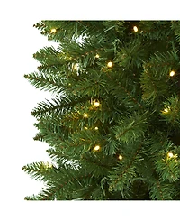 Nearly Natural Slim Mountain Pine Artificial Christmas Tree with 300 Clear Led Lights
