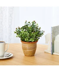 Nearly Natural Eucalyptus and Sedum Succulent Artificial Plant in Ceramic Planter