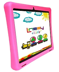 Linsay New 10.1" Kids Tablet Octa Core 128GB with Pink Kids Defender Case Newest Android 13