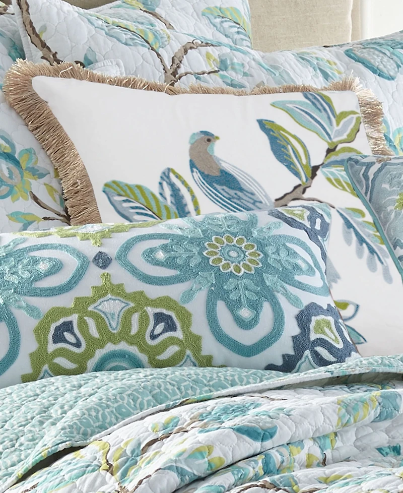 Levtex Cressida Crewel Stitched Bird Decorative Pillow, 18" x 18"