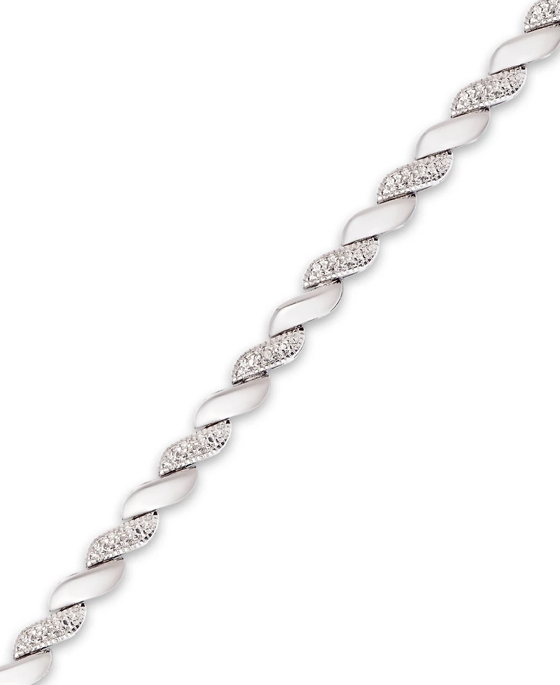 Diamond Accent San Marco Link Bracelet in 18k Gold-Plate & Silver-Plate