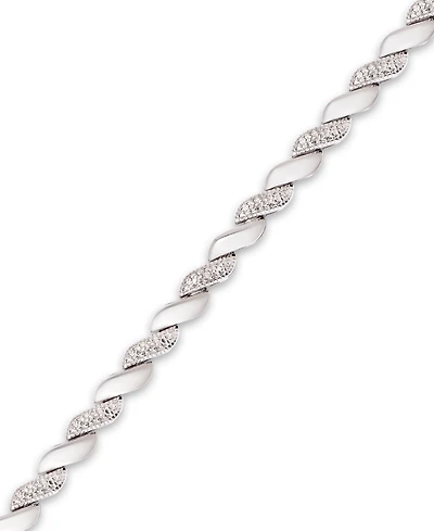 Diamond Accent San Marco Link Bracelet in 18k Gold-Plate & Silver-Plate
