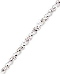 Diamond Accent San Marco Link Bracelet in 18k Gold-Plate & Silver-Plate