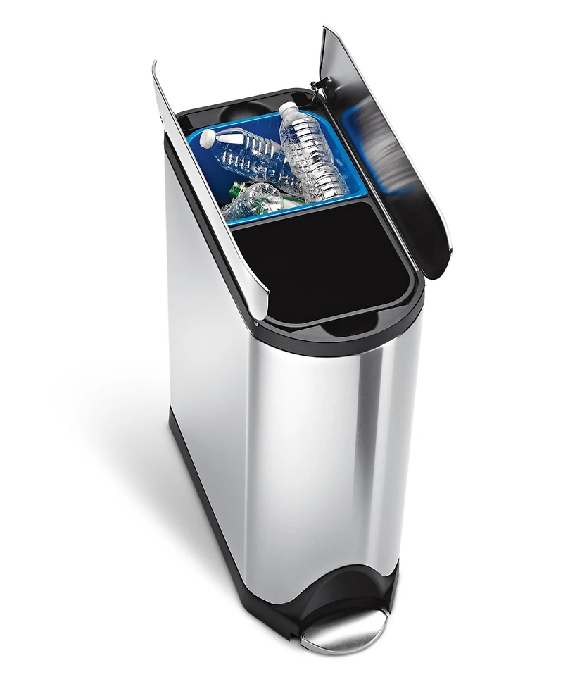 simplehuman 40 Liter Butterfly Lid Recycling Kitchen Trash Can