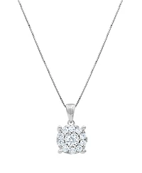 Diamond Halo 18" Pendant Necklace (3/4 ct. t.w.) 14k White, Yellow or Rose Gold