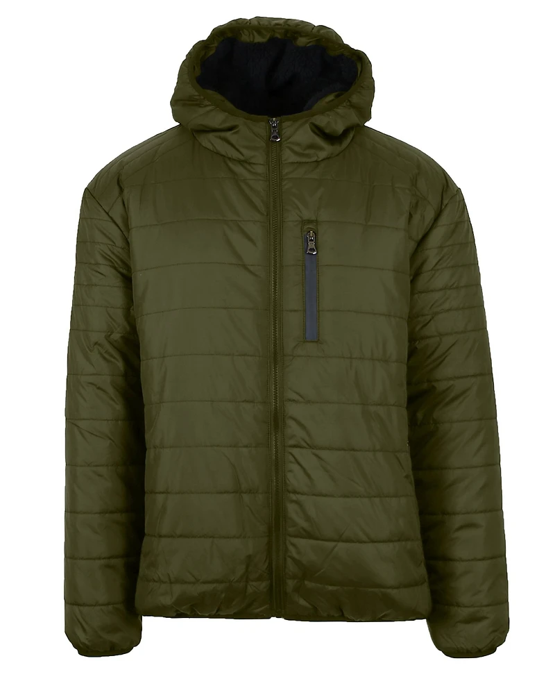 Galaxy By Harvic Men's Sherpa Lined Hooded Puffer Jacket