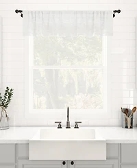 Textured Slub Stripe Anti-Dust Linen Blend Sheer Cafe Curtain Valance