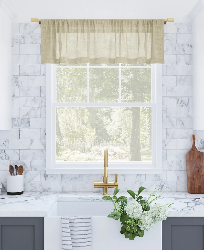 Slub Textured Linen Blend Cafe Curtain Valance