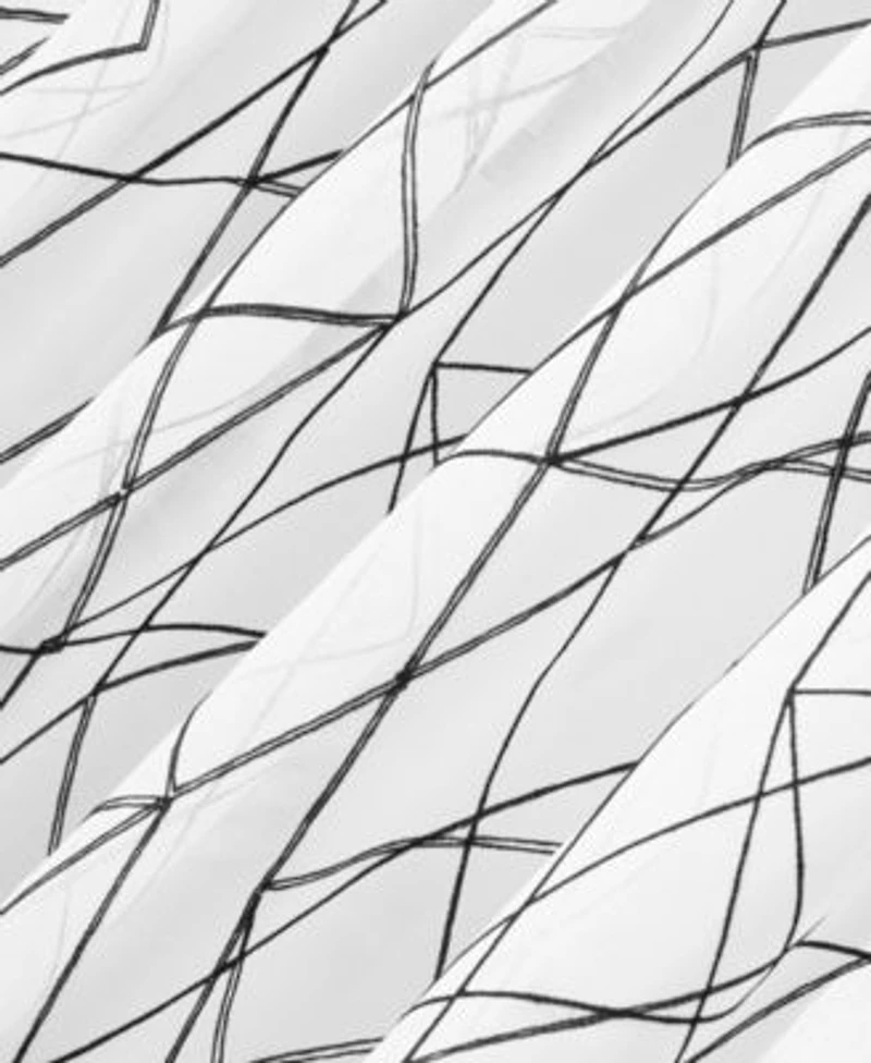 No. 918 Abstract Geometric Embroidery Semi Sheer Rod Pocket Curtain Panel Collection