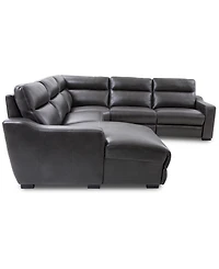 Gabrine 5-Pc. Leather Sectional with 2 Power Headrests and Chaise, Created for Macy's