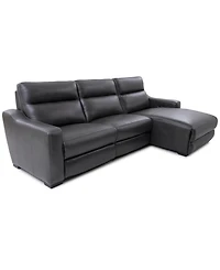 Gabrine 3-Pc. Leather Sectional with 1 Power Headrest and Chaise, Created for Macy's