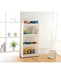 Vintiquewise Slim Storage Cabinet Organizer 4 Shelf Rolling Pull Out Cart Rack Tower with Wheels