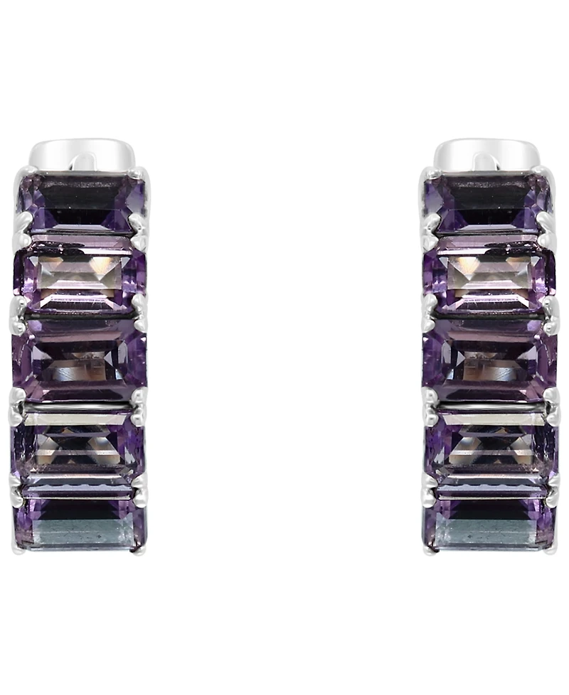 Effy Amethyst Small Hoop Earrings (3-1/3 ct. t.w.) in Sterling Silver, 0.57"