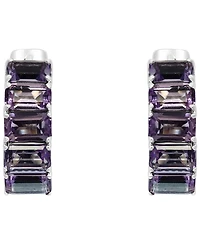 Effy Amethyst Small Hoop Earrings (3-1/3 ct. t.w.) in Sterling Silver, 0.57"
