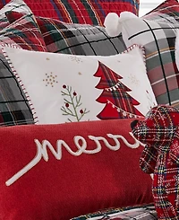 Levtex Spencer Red Plaid Tree Whipstitch Decorative Pillow, 18" x 18"