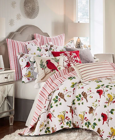Levtex Joybirds Watercolor Etched Reversible Quilt, Full/Queen