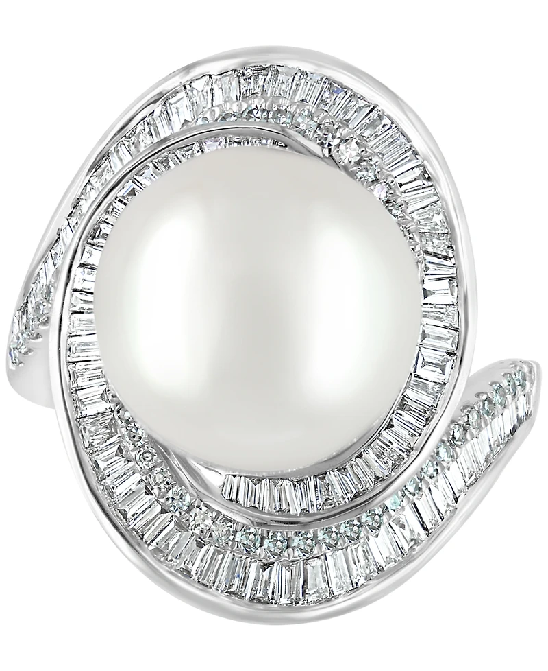 Effy Cultured Freshwater Pearl (12-1/2mm) & Diamond (3/4 ct. t.w.) Ring 14k White Gold (Also Available Yellow Rose Gold)