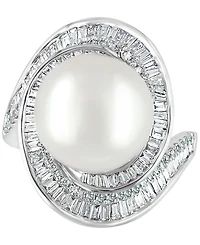 Effy Cultured Freshwater Pearl (12-1/2mm) & Diamond (3/4 ct. t.w.) Ring 14k White Gold (Also Available Yellow Rose Gold)