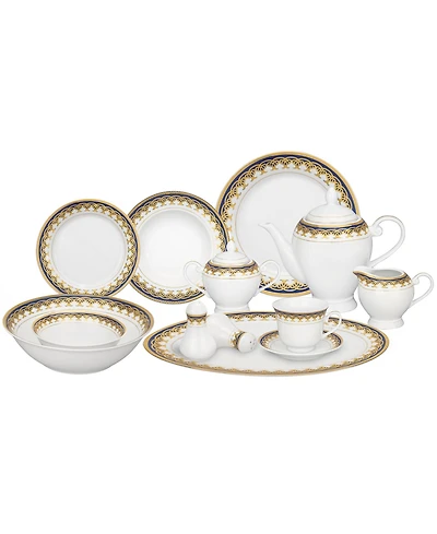 Lorren Home Trends 57 Piece Porcelain Dinnerware Set, Service for 8