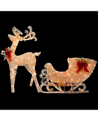 National Tree Company Reindeer and Santa's Sleigh with Led Lights