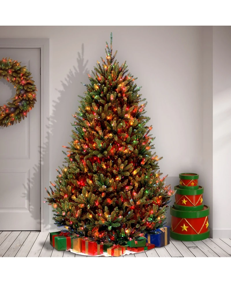 National Tree 7.5' Fraser Med Fir Hinged Tree with 1000 Multi Color Lights