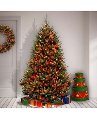 National Tree 7.5' Fraser Med Fir Hinged Tree with 1000 Multi Color Lights