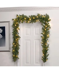 National Tree 9' x 10" Norwood Fir Garland with 50 Battery Operated Soft White Led Lights