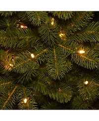 National Tree 7' Feel Real Downswept Douglas Fir Pencil Slim Hinged Tree with Dual Color Lights