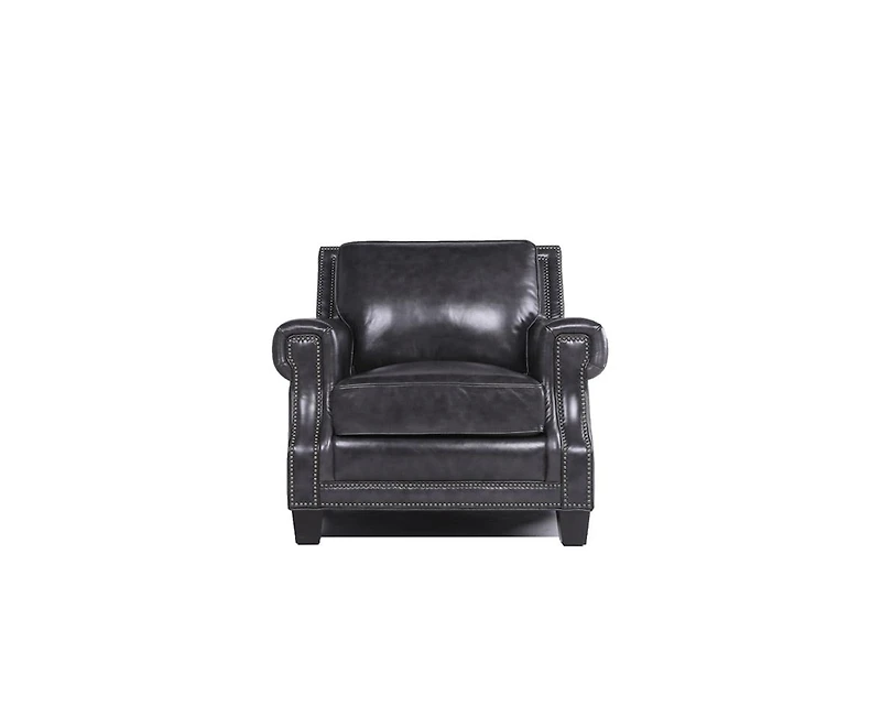 Willison Italian Leather Armchair in Charcoal Gray