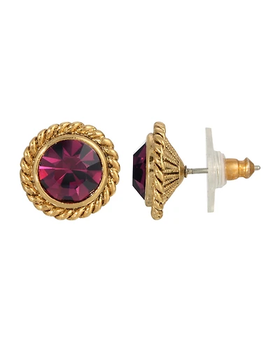 2028 Women's 14K Gold-tone Purple Small Round Stud Earrings