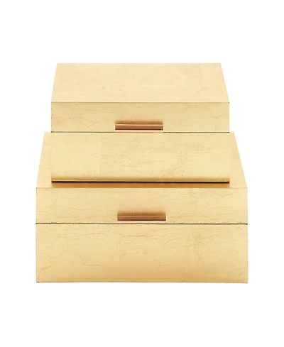 CosmoLiving by Cosmopolitan Set of 2 Gold Wood Glam Box, 11", 13"
