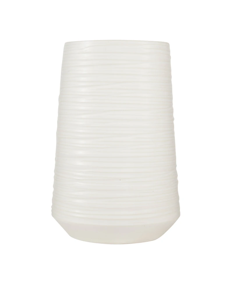 CosmoLiving by Cosmopolitan White Porcelain Contemporary Vase, 5" x 9"
