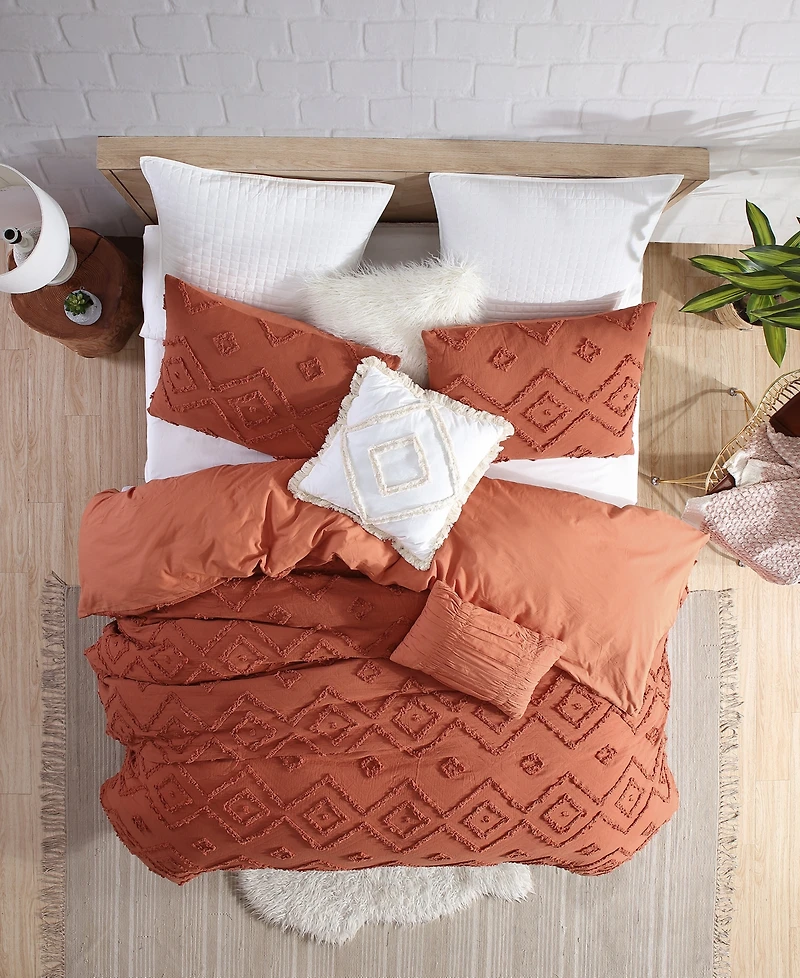 Swift Home Astonishing Rukai Clip Jacquard Gauze 5 Piece Comforter Set, Full/Queen
