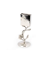 Havdalah Candle Holder with Jeweled Flower - Silver