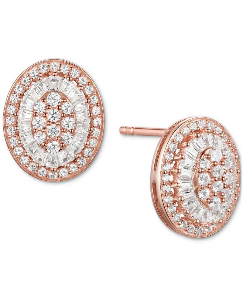 Diamond Baguette Oval Stud Earrings (1/2 ct. t.w.) in 14k Gold , 14k White Gold or 14k Rose Gold
