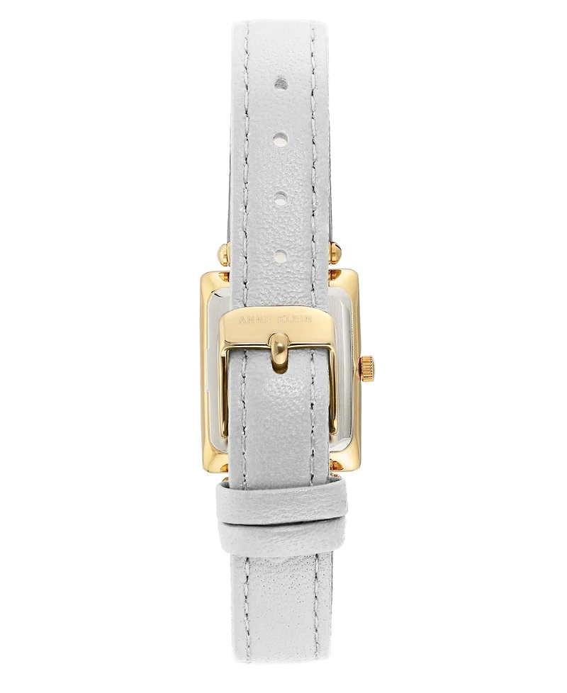 Anne Klein Gold-Tone and White Leather Strap Watch 21.5mm